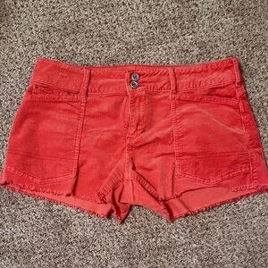 Pilcro Anthropologie High Waist Red Pink Corduroy Shorts EUC
